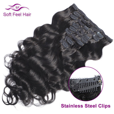 Brazilian Body Wave Clip In Human Hair Extensions