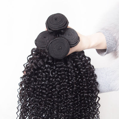 kinky curly 2/4 bundles with closure human hair