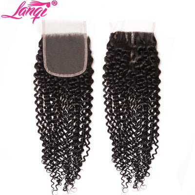 kinky curly 2/4 bundles with closure human hair