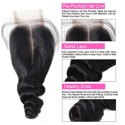 Peruvian Loose Wave Hair Bundles With Closure