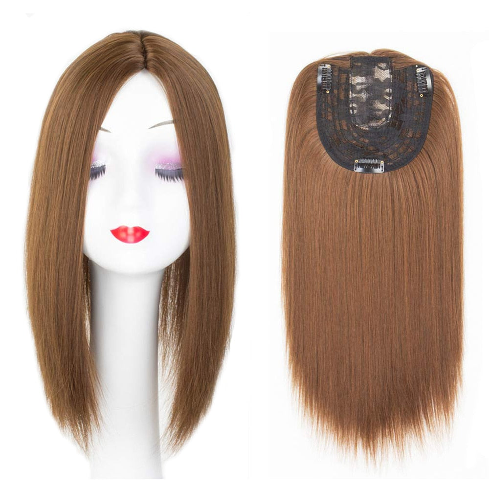 Women Hair Topper Piece Synthetic Hair 3 Clips