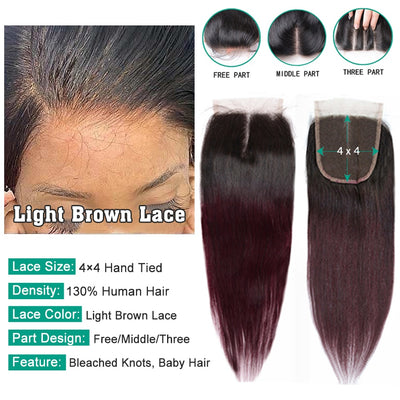 Human Hair 3 Bundles With Closure