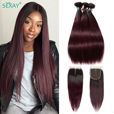 Human Hair 3 Bundles With Closure