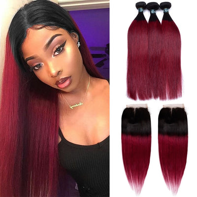 Human Hair 3 Bundles With Closure